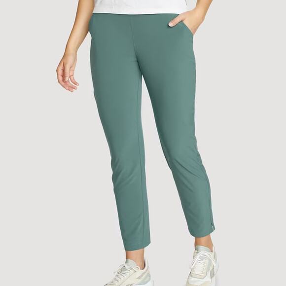 Eddie Bauer Women's Departure Ankle Pants In Alpine Green Size L Athleisure Gorp - Picture 2 of 15
